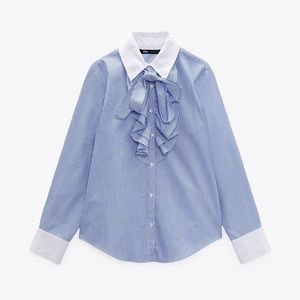 Zara Striped Shirt with Neck Tie